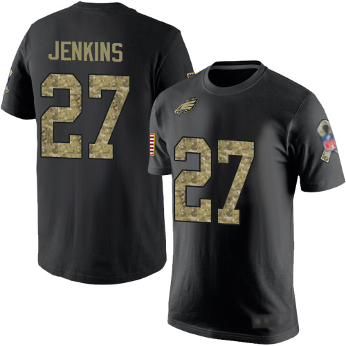 Men Philadelphia Eagles #27 Malcolm Jenkins Black Camo Salute to Service NFL T Shirt->nfl t-shirts->Sports Accessory